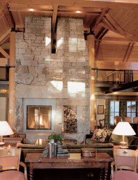 On Site  January/February 2006  Builder: Landmark Construction, Kirkland, Wash.; Architect: Bernie Baker Architect, Bainbridge Island, Wash.    A combination of timber framing and steel beams forms the house’s sturdy structure.