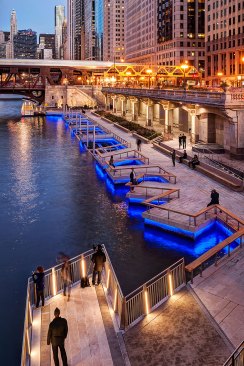At The Jetty, IP68 color-changing LED tape  is used to illuminate the area and highlight the edge profile where water meets land.
