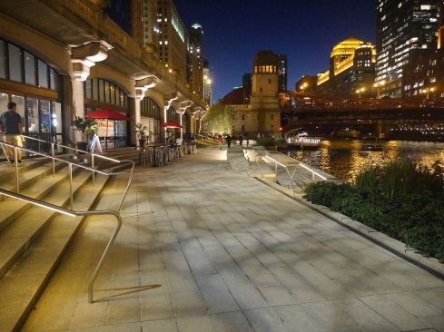 At The Cove, illuminated handrails use 3000K IP68-rated light tape in a channel with a frosted lens to protect and diffuse the source.