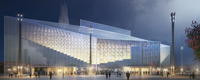 Rendering of the cathedral at night