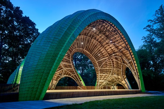 View of bandshell at night