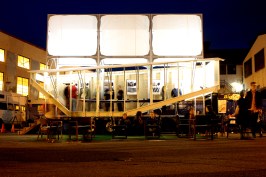 The Circus for Construction is a traveling event space for exhibiting works of architecture and art that can be hitched to the back of a truck. So far, it has traveled to Boston, New York, Buffalo, N.Y., and Ithaca, N.Y.