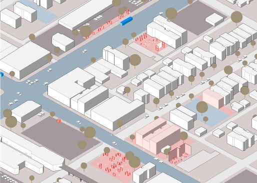 Frame | Work, a modular prototype that seeks to activate the streets of underserved communities by enlivening commercial corridors with temporary and permanent interventions.