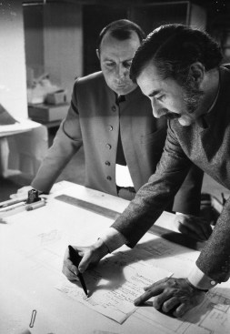 Parent (right) with Virilio in Parent's studio