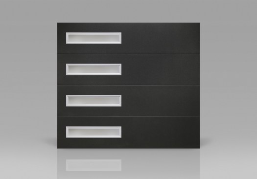 Clopay Modern Steel Garage Door, Lustra Black Matte Finish