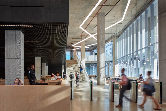 Columbia College Chicago Student Center, by Gensler, with lighting design by Gwen Grossman Lighting Design