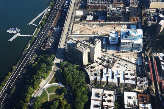 Aerial view of Columbia University's Manhattanville campus in New York.