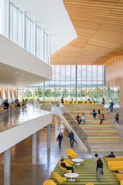 Central gallery, with view to landscaped courtyard outside east entrance