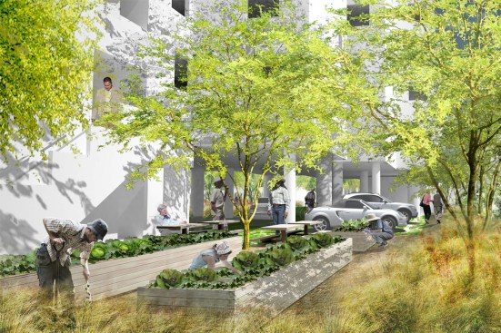 A rendering of Maltzan's Crest Apartments