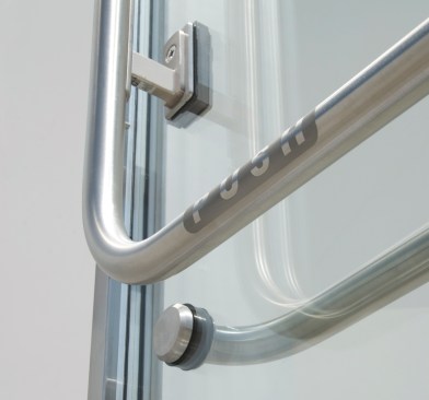 Entice has the unique ability to support door handle hardware, including panic devices, on 1" insulating glass.