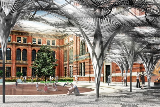 Elytra Filament Pavilion, render, V&A John Madejski Garden 2016