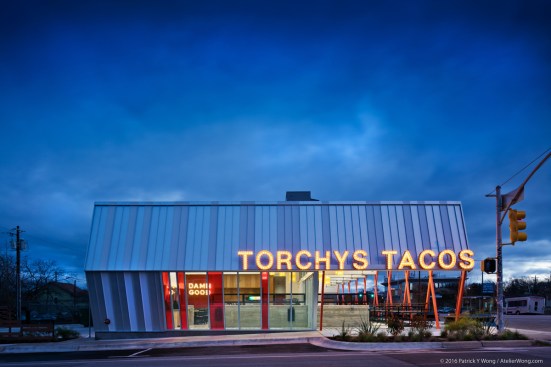 Torchy’s Tacos on SoCo designed by Chioco Design with steel fabrication and construction by The Salinas Group.