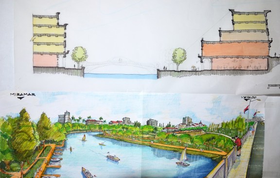 A river walk rendering from the 2015 Havana International Charette on Urban Design