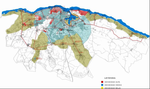 A density map from Pérez Hernández's Havana master plan project