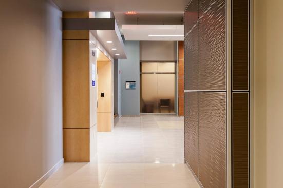 LEVELe Wall System with Capture panels; insets in Bonded Bronze with Natural Patina and Kalahari pattern at Princeton Medical Arts Pavilion, Plainsboro, New Jersey