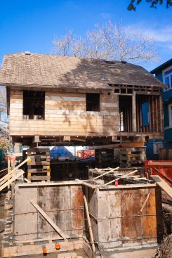 Back of the elevated Main House, ready for the proposed basement.