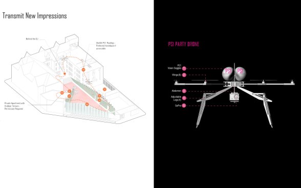MoMA PS1 Young Architects Program proposal: Drones' Beach, drone flight path and detail.