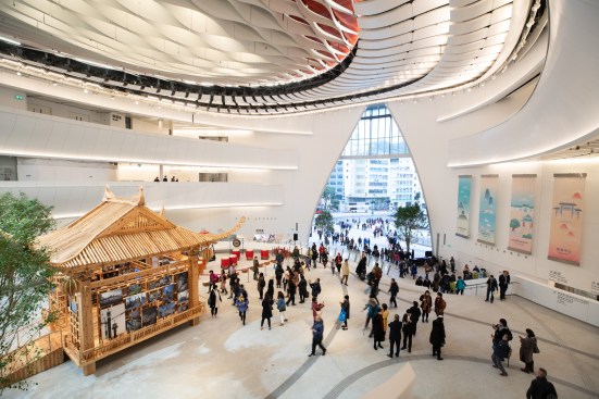 The Xiqu Centre's impressive, semi-enclosed 17m-high Atrium.