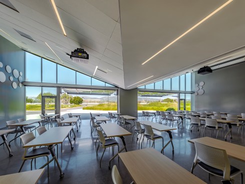 The Community Center is a reconfigurable assembly space with full kitchen facilities and outdoor patio with awning doors for conferences and large gatherings of up to 150 people. Space can be reserved by other County departments. No other existing County buildings have a space large enough to meet this need.