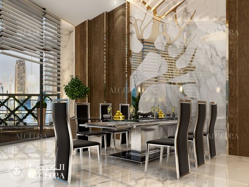 Dining area interior design in penthouse