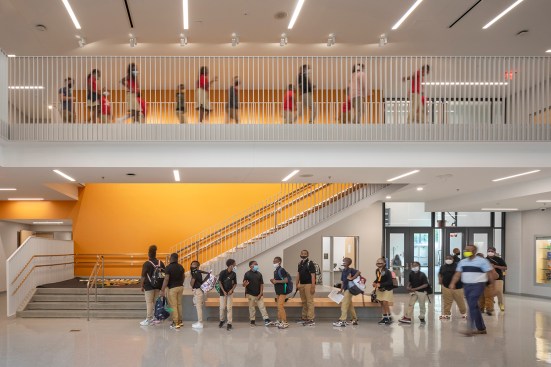Walter P. Carter lobby with view to gym entrance