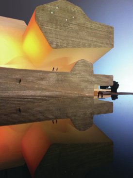 Bamboo-formed concrete exteriors give way to smooth interiors in this view of a model for the Tianjin Eco-City Ecology and Planning Museums.