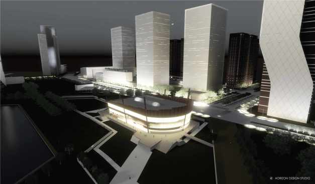 Aerial Night View of Proposed Museum