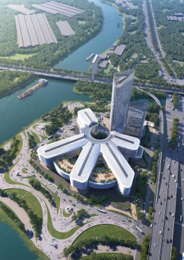 A bird's-eye view of the iconic shape of Plot A