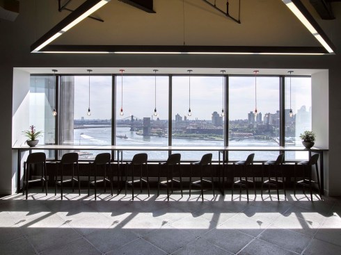 A bank of bar-height seating maximizes views for all to enjoy.