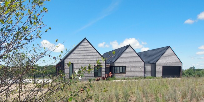 Exterior view from across east prairie. 