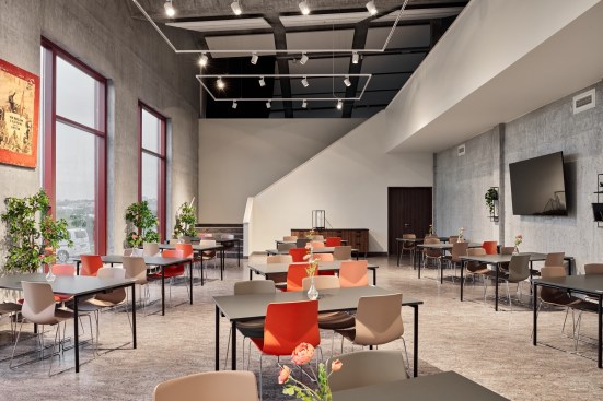 A folding wall in between Church and multipurpose hall providing flexibility for large gatherings