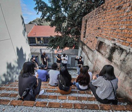 small amphitheater space at the backyard