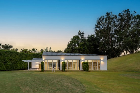 South facade at dusk