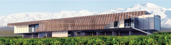 On another portion of the site, the proprietor's estate house does feature wood: Old barrel staves are fabricated into a sunscreen that wraps the upper level of the structure. Long and narrow, the two-story house contains six bedrooms and an indoor garden.