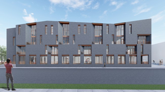 The Rail Yard Lofts in Green Bay, Wis., transform a former warehouse into a multifamily project that DAAM describes as “pushed and pulled in both plan and section to allow for light and views to permeate the existing monolithic form of the warehouse.”