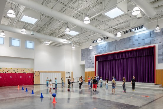 The flexible multipurpose space allows for a mixture of physical education opportunities.  