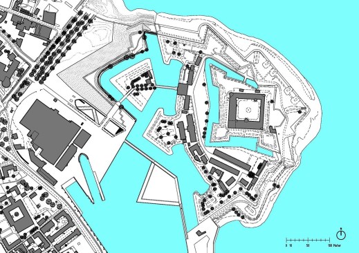 Site plan showing proximity to Kronborg Castle (at right).