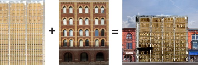 LAMAS used Google’s convolutional neural network software Deep Dream on its Delirious Facade research project to create hybrid façades of Toronto structures. This exploration stems from ongoing debates on the lack of historic buildings in Toronto, diminished identity, and shifting structural appearances.