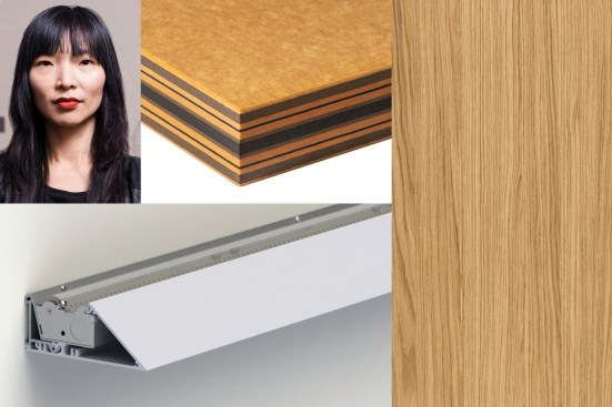 Clockwise from top left: Bo Lee; Richlite Cascade Collection; Decospan Shinnoki 4.0; and The Lighting Quotient LumiLedge Prefabricated Cove System