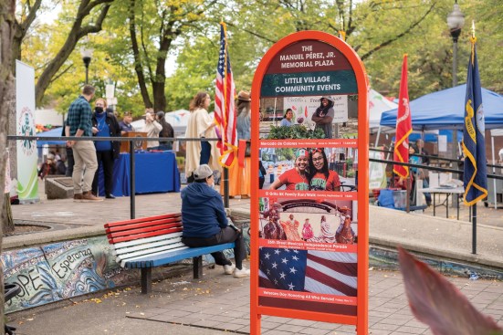 Design Trust Chicago collaborated with the Little Village Community Foundation to reimagine Manuel Perez Jr. Memorial Plaza.