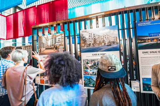 Visitors at the Detroit exhibit