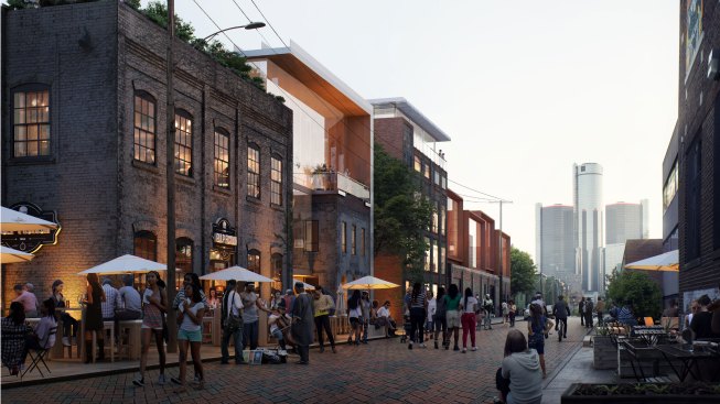 Rendering from Detroit's East Riverfront master plan 