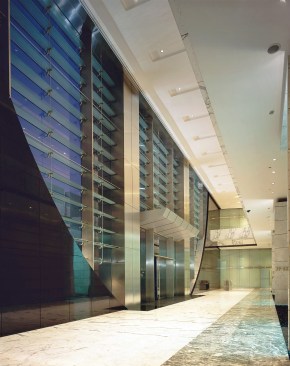 Entry atrium at night