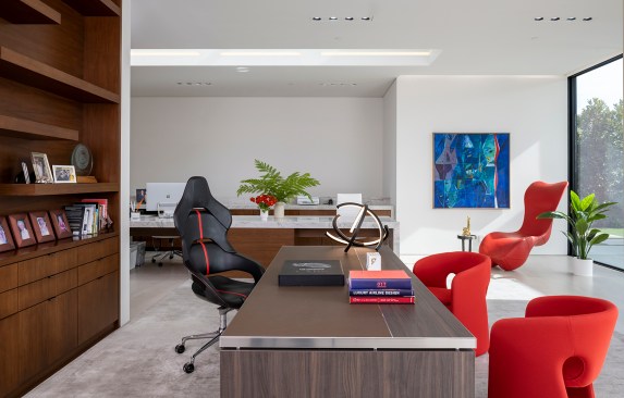 Serenity Indian Wells luxury desert mansion bright modern home office interior