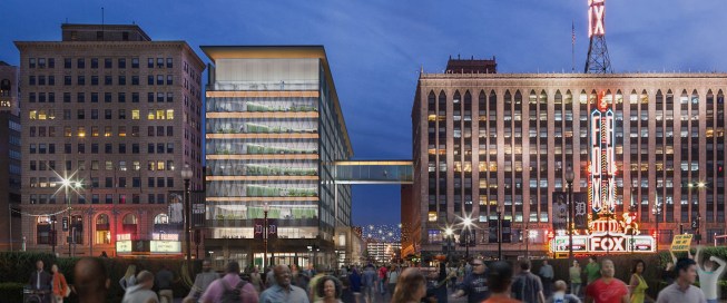 Rendering of the District Detroit Little Caesars headquarters