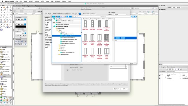 Defining door and window styles in Vectorworks 2017