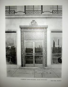 Cadillac Sales Building, Detroit, Michigan, by architect Albert Kahn. In: Albert Kahn, F.A.I.A., Louis Kahn -- Jesse F. Hirschman Associates, Architects and Engineers, Marquette Building, Detroit. New York: Architectural Catalog Co., 1921. For promotional purposes architects often printed catalogs of their works that now are quite rare.