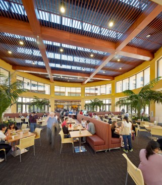 The dining pavilion's 300 indoor seats are treated to a 315-degree view to the outdoors