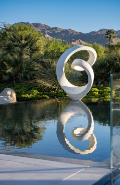 Serenity Indian Wells luxury modern desert home backyard swimming pool sculpture by Richard Erdman
