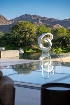 Serenity Indian Wells luxury resort style desert home swimming pool sculpture